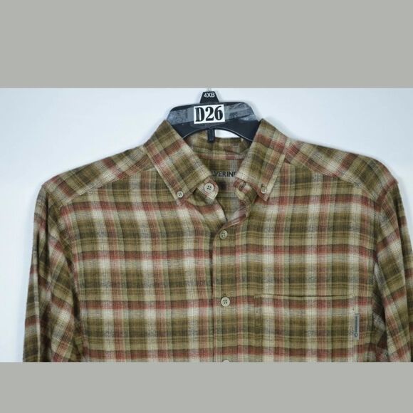 WOVERINE PLAID SOFT COTTON BROWN RED LONG SLEEVE S - Picture 8 of 8